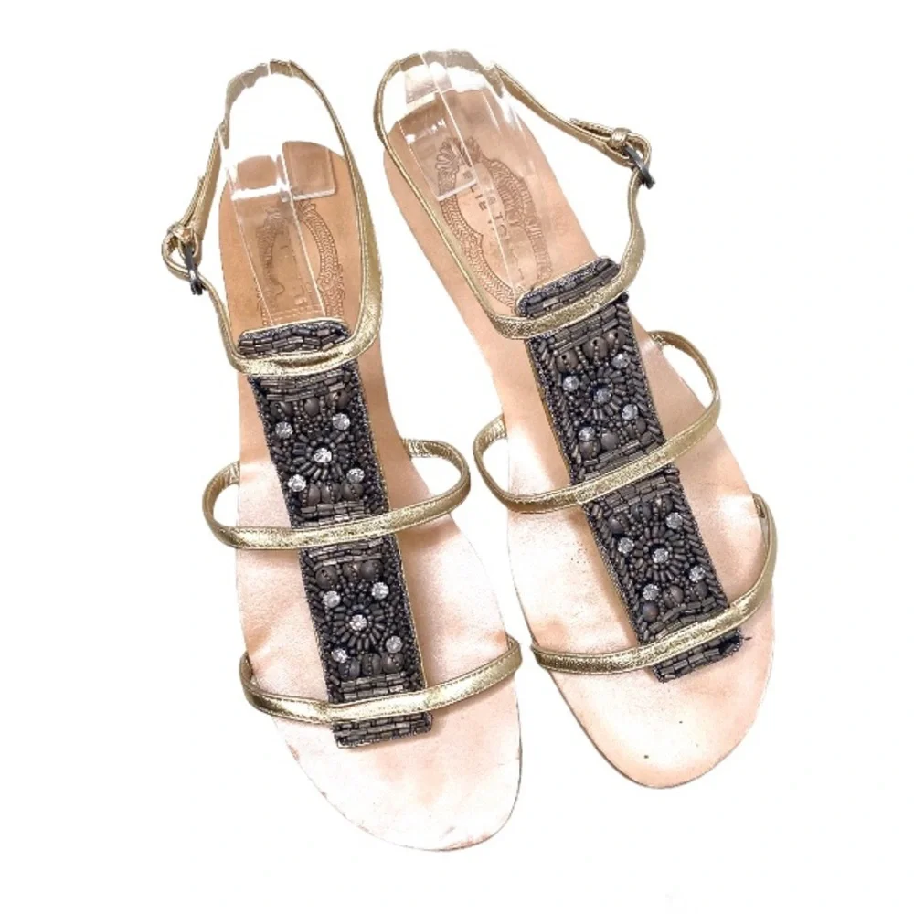 Elie Tahari•boho beaded jeweled flat gladiator sandals